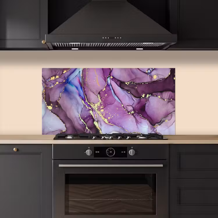 Marmer - Roze - Paars - Gold keuken achterwand spatscherm middel -sfeer1