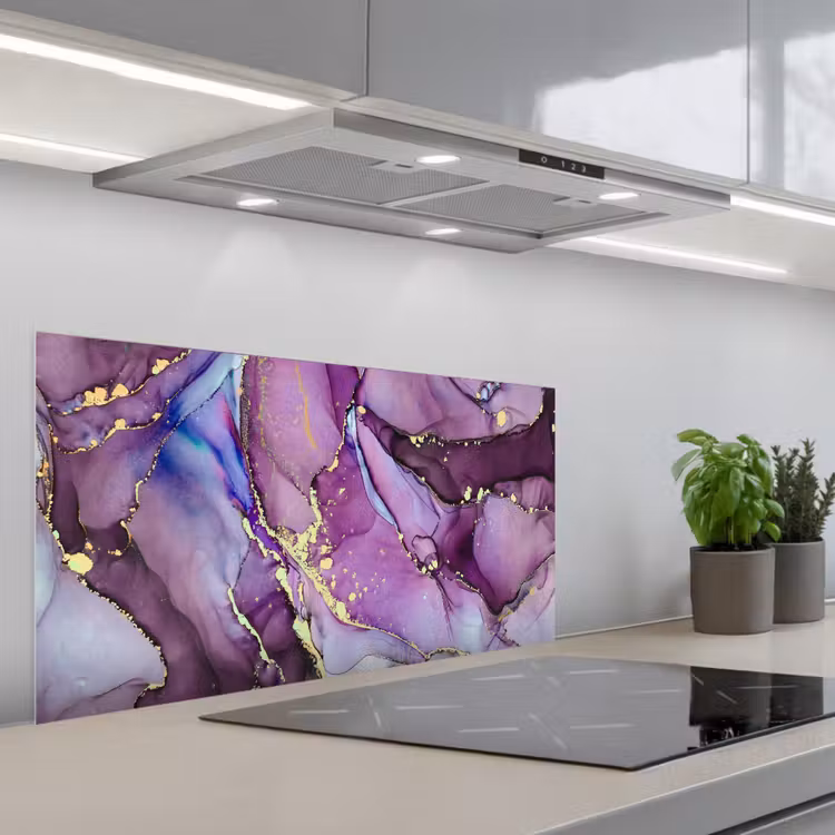 Marmer - Roze - Paars - Gold keuken achterwand spatscherm middel -3d_schuin
