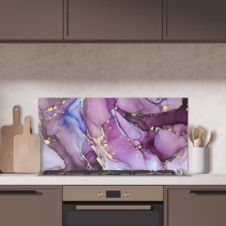 Marmer - Roze - Paars - Gold keuken achterwand spatscherm middel -sfeer2