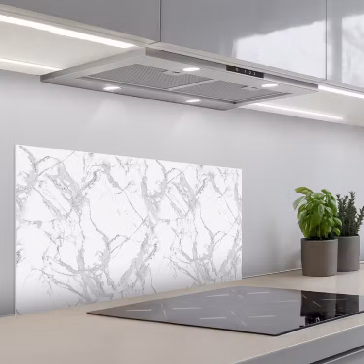 Marmer - Zuiver - Grijs - Aders keuken achterwand spatscherm middel 899 -3d_schuin