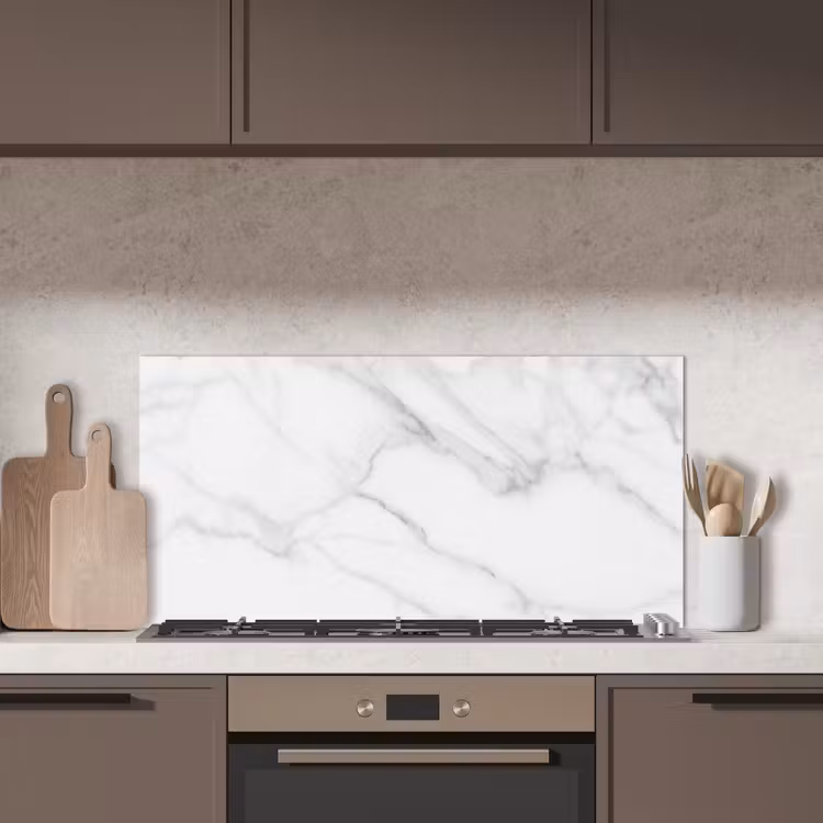 Marmer - Structuur - Wit - Grijs - Steen - Marmerlook keuken achterwand spatscherm middel -sfeer2