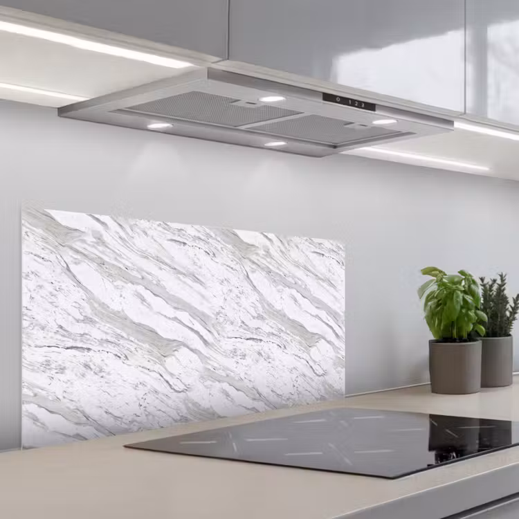 Marmer - Wit - Grijsgroen keuken achterwand spatscherm middel 899 -3d_schuin