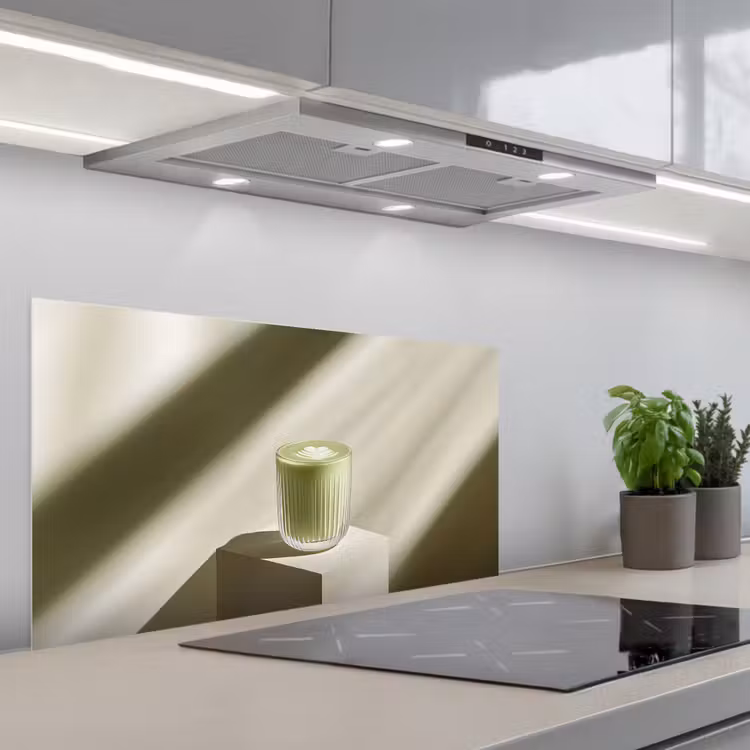 Matcha - Glas - Groen - Minimalistisch keuken achterwand spatscherm middel -3d_schuin
