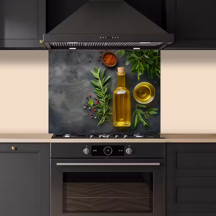 Mediterrane Keukenessenties keuken achterwand spatscherm middel -sfeer1
