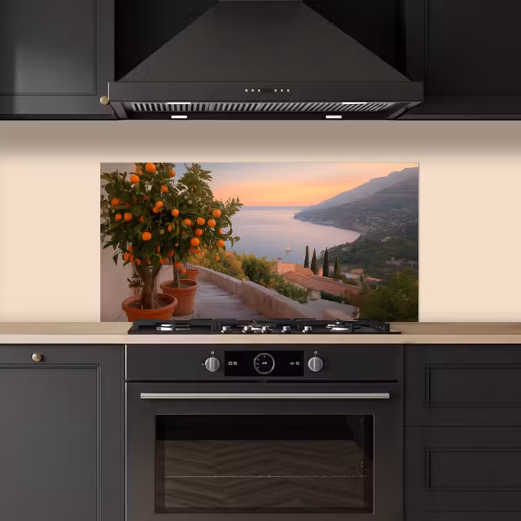 Middelandse zee - Sinaasappel - Heuvels - Zee keuken achterwand spatscherm middel -sfeer1