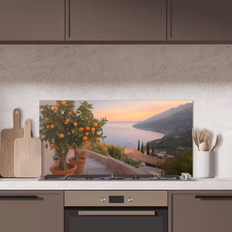Middelandse zee - Sinaasappel - Heuvels - Zee keuken achterwand spatscherm middel -sfeer2