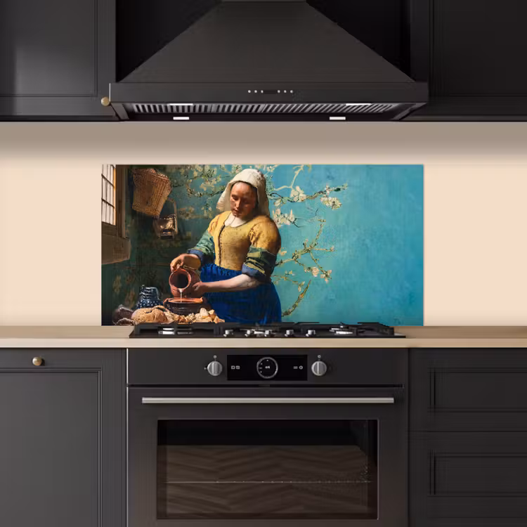 Melkmeisje - Amandelbloesem - Van Gogh - Vermeer - Schilderij - Oude meesters keuken achterwand spatscherm middel -sfeer1
