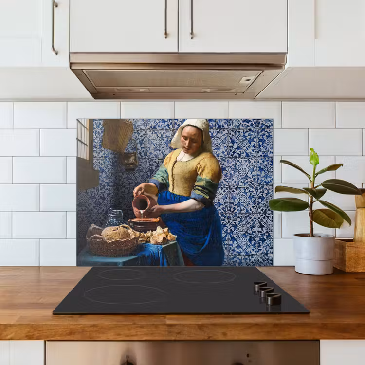 Melkmeisje - Delfts Blauw - Vermeer - Schilderij - Oude meesters keuken achterwand spatscherm middel -sfeer2