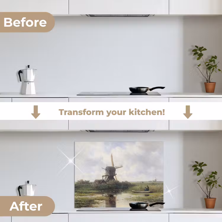 Molen - Willem Roelofs - Oude meesters - Kunst keuken achterwand spatscherm middel -voor_na_EN