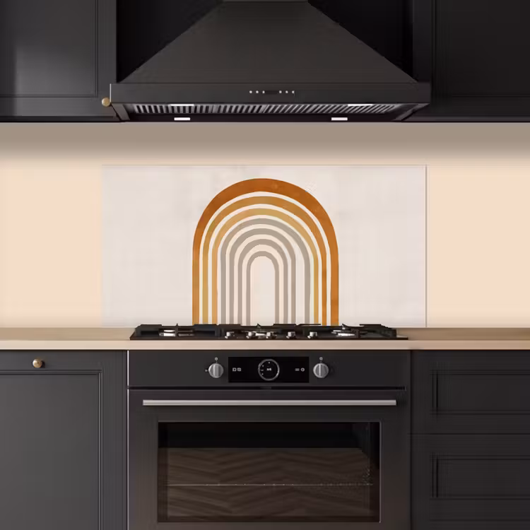 Minimalistisch - Boog - Lijnen - Beige keuken achterwand spatscherm middel -sfeer1