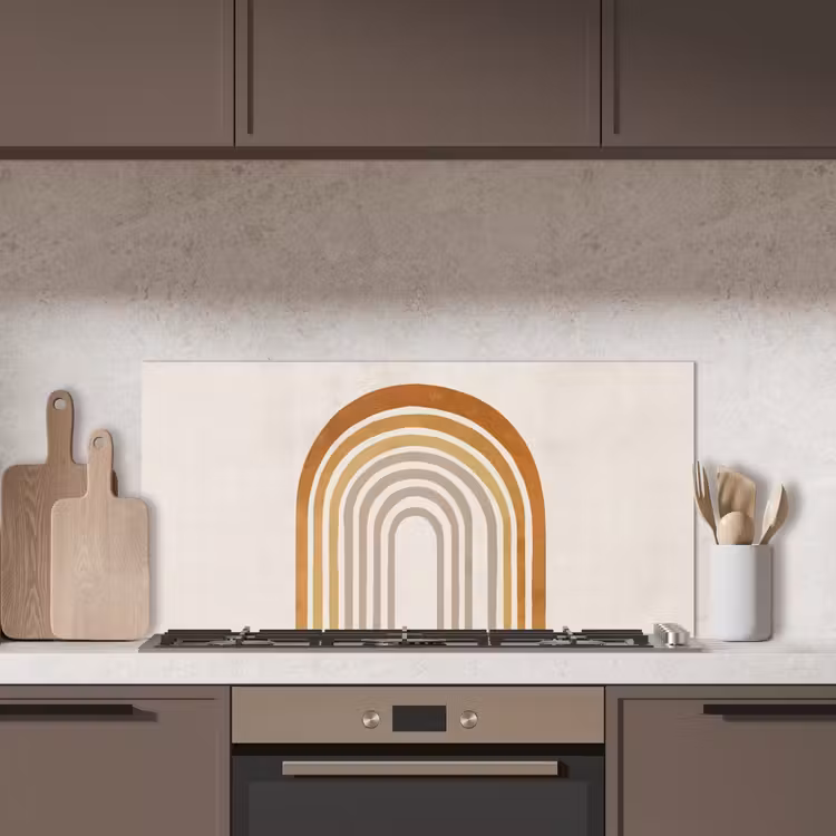 Minimalistisch - Boog - Lijnen - Beige keuken achterwand spatscherm middel -sfeer2