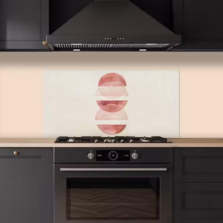 Minimalistisch - Cirkels - Roze keuken achterwand spatscherm middel -sfeer1