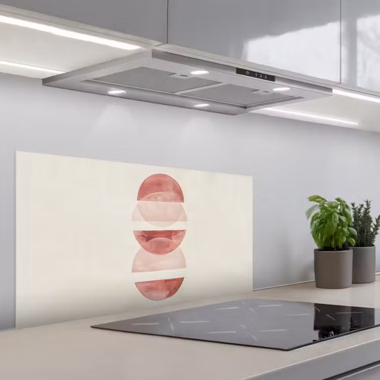 Minimalistisch - Cirkels - Roze keuken achterwand spatscherm middel -3d_schuin