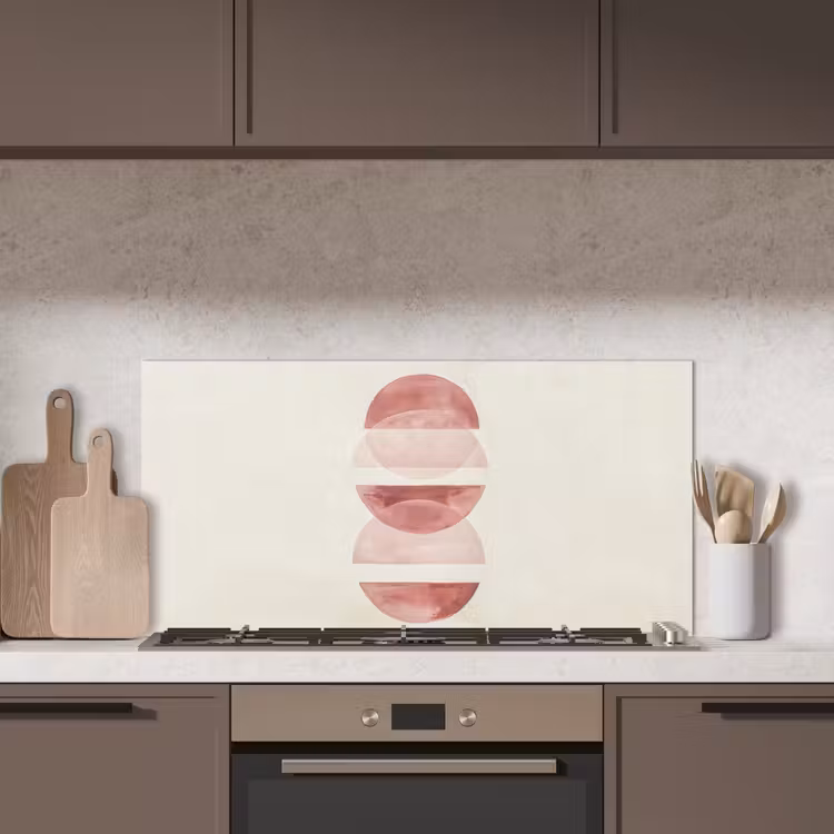 Minimalistisch - Cirkels - Roze keuken achterwand spatscherm middel -sfeer2