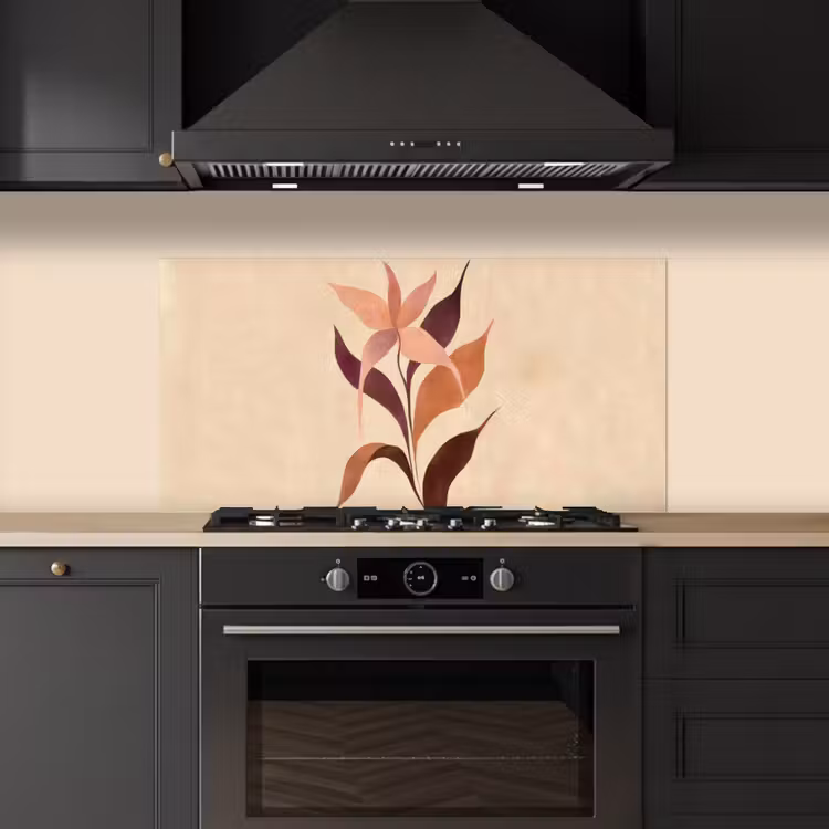 Minimalistisch - Bloem - Bladeren - Beige keuken achterwand spatscherm middel -sfeer1