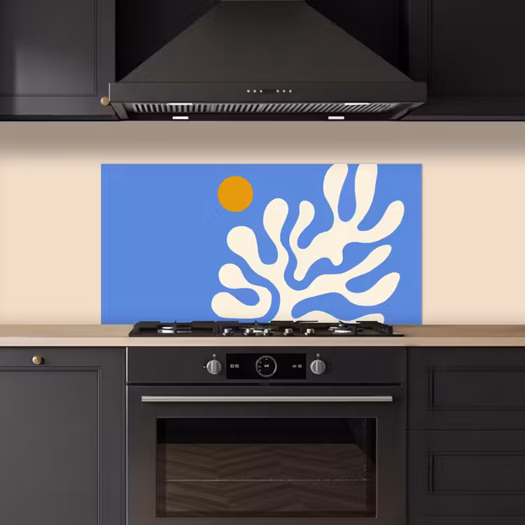Minimalistisch - Organisch patroon - Blauw keuken achterwand spatscherm middel -sfeer1