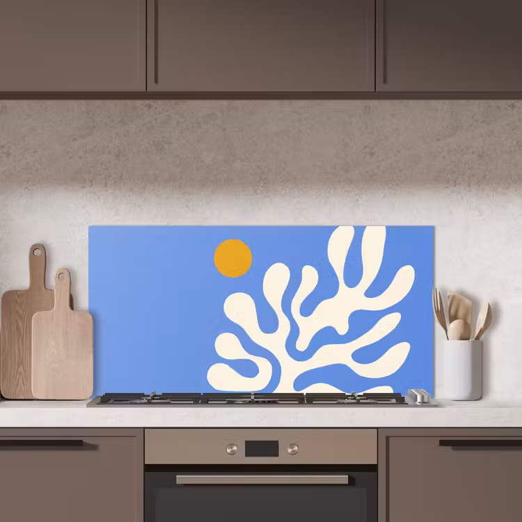 Minimalistisch - Organisch patroon - Blauw keuken achterwand spatscherm middel -sfeer2