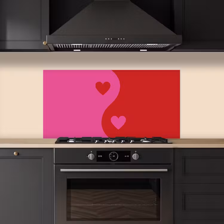 Minimalistisch - Rood - Roze - Hartjes keuken achterwand spatscherm middel -sfeer1