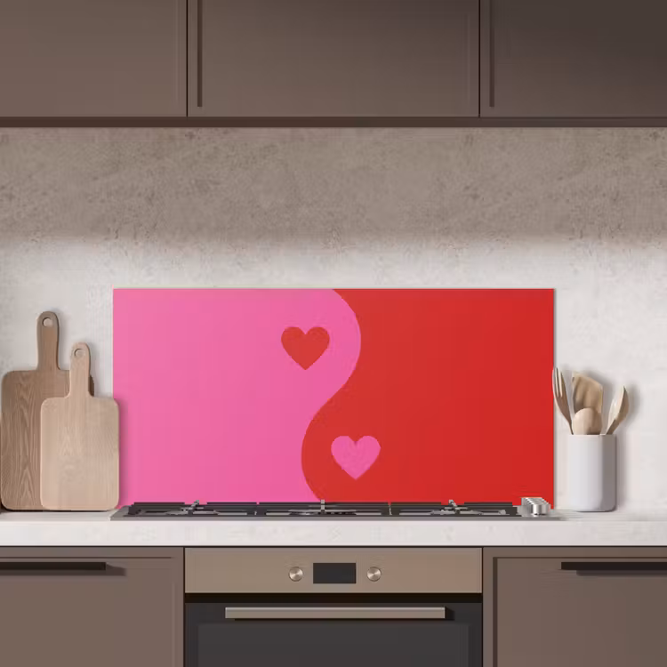 Minimalistisch - Rood - Roze - Hartjes keuken achterwand spatscherm middel -sfeer2