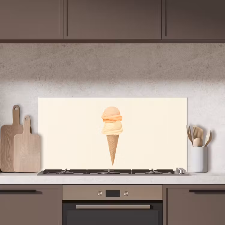Minimalistisch - Schepijs - Hoorntje - Beige keuken achterwand spatscherm middel -sfeer2