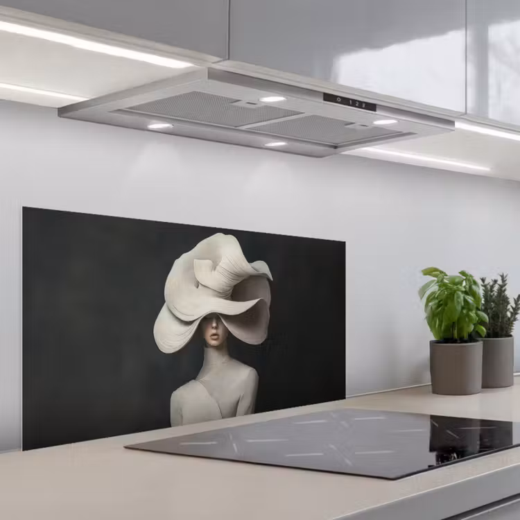 Modern - Vrouw - Hoed keuken achterwand spatscherm middel -3d_schuin