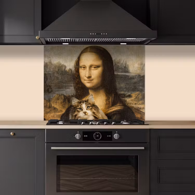 Mona Lisa - Kat - Leonardo da Vinci - Vintage - Kunstwerk - Oude meesters - Schilderij keuken achterwand spatscherm middel -sfeer1