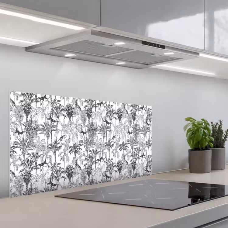 Aap - Oerwoud - Abstract - Grijs keuken achterwand spatscherm middel 899 -3d_schuin