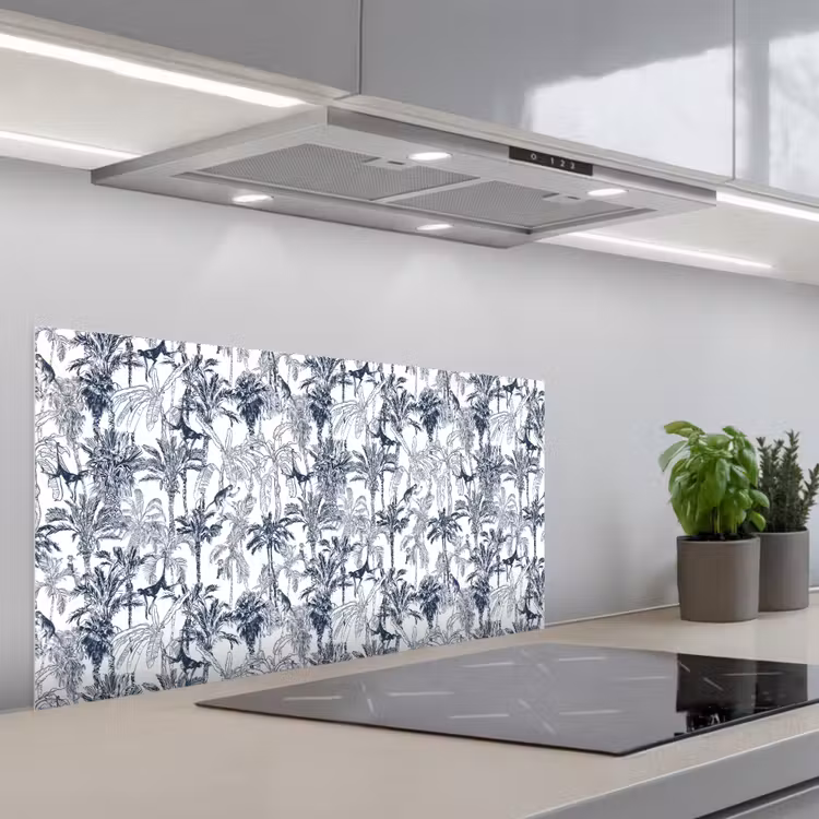 Aap - Jungle - Blauw keuken achterwand spatscherm middel 899 -3d_schuin