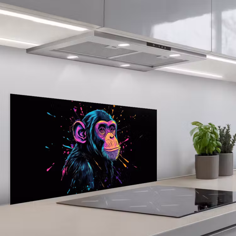 Aap - Verf - Neon - Kleur keuken achterwand spatscherm middel -3d_schuin