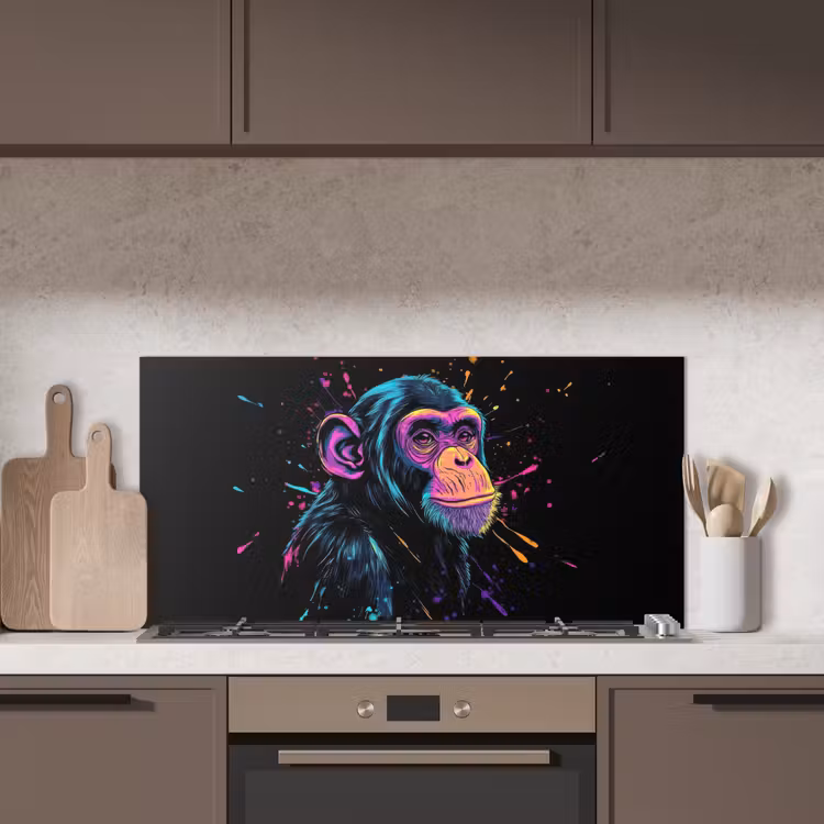 Aap - Verf - Neon - Kleur keuken achterwand spatscherm middel -sfeer2