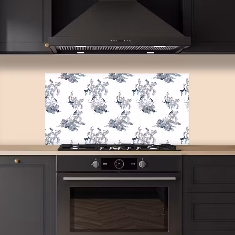 Aap - Palmboom - Blauw keuken achterwand spatscherm middel 899 -sfeer1