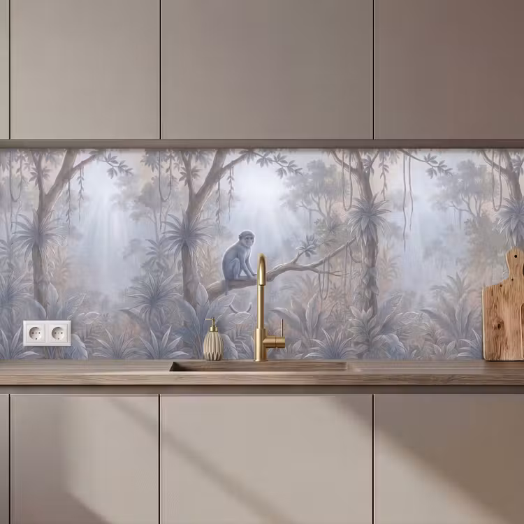 Aap - Boom - Jungle - Natuur - Grijs keuken achterwand 2 middel zz_3dshopping