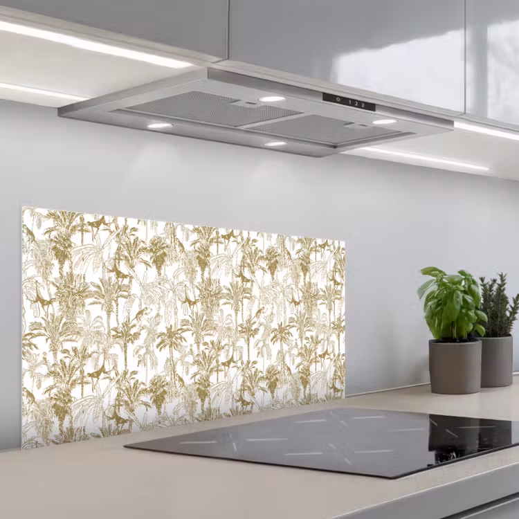 Apen - Jungle - Abstract - Beige keuken achterwand spatscherm middel 899 -3d_schuin