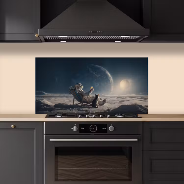 Maan - Kat - Astronaut - Ruimte keuken achterwand spatscherm middel -sfeer1