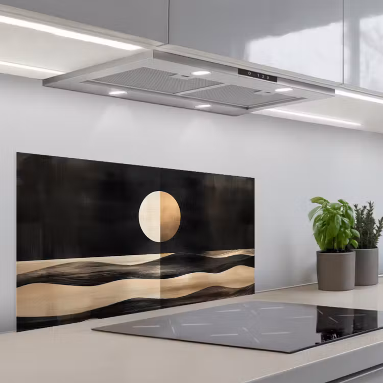 Maan - Cirkel - Goud keuken achterwand spatscherm middel -3d_schuin