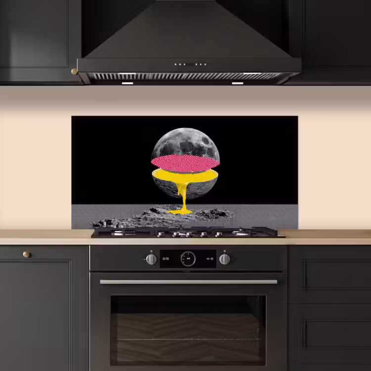 Maan - Geel - Roze - Zwart keuken achterwand spatscherm middel -sfeer1