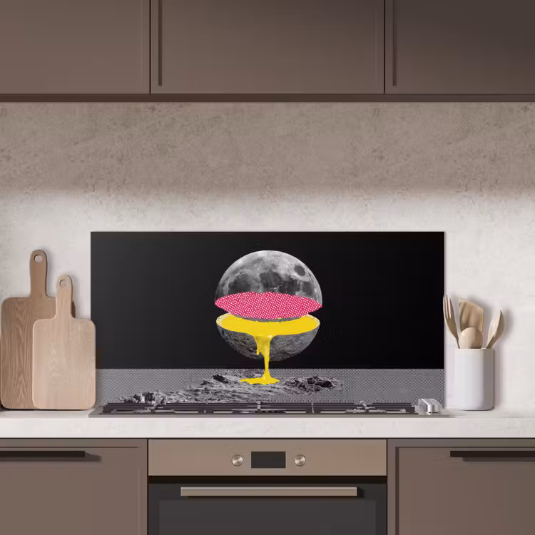 Maan - Geel - Roze - Zwart keuken achterwand spatscherm middel -sfeer2