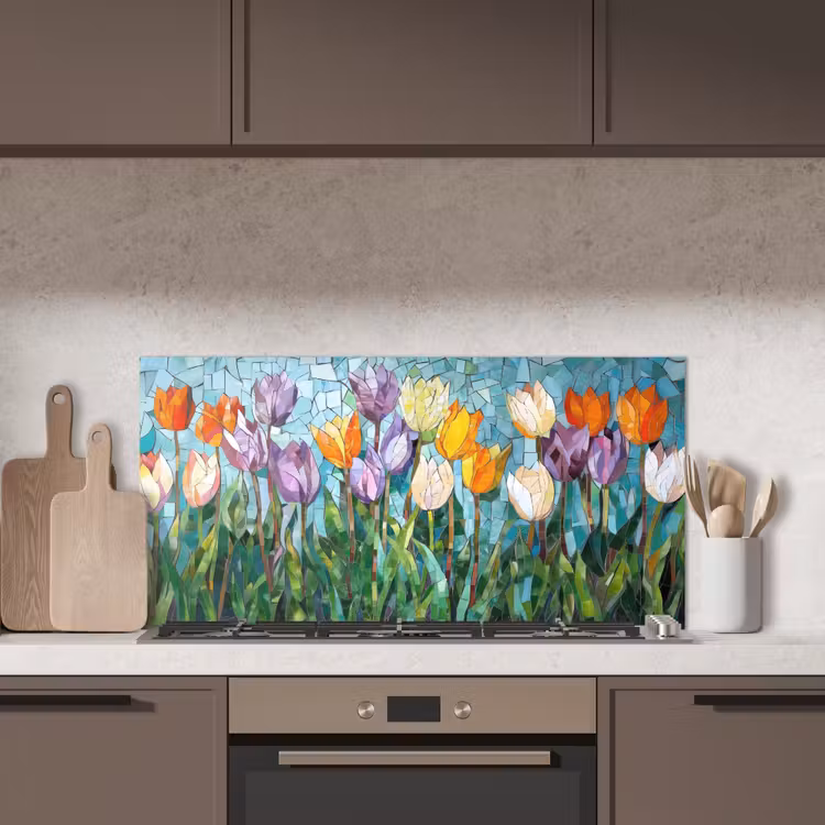 Mozaïek - Veld - Tulpen - Kleurrijk keuken achterwand spatscherm middel -sfeer2