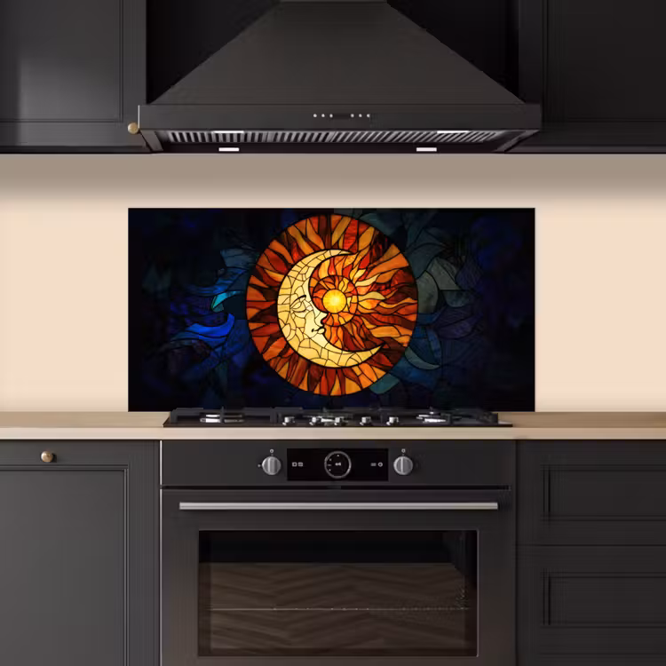 Mozaïek - Glas - Maan - Donkerblauw keuken achterwand spatscherm middel -sfeer1
