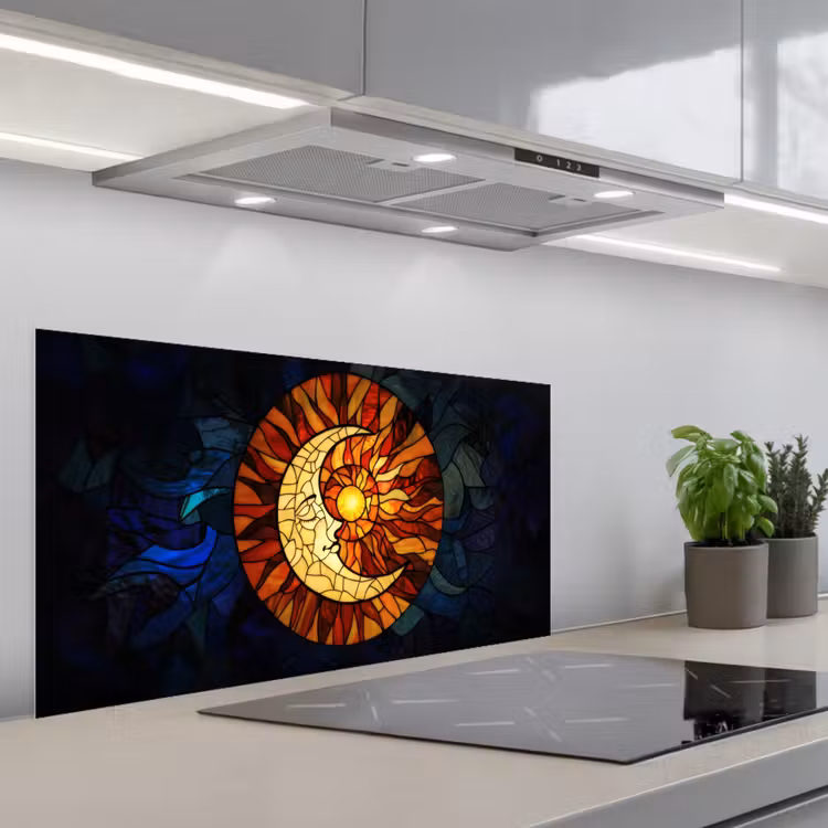Mozaïek - Glas - Maan - Donkerblauw keuken achterwand spatscherm middel -3d_schuin