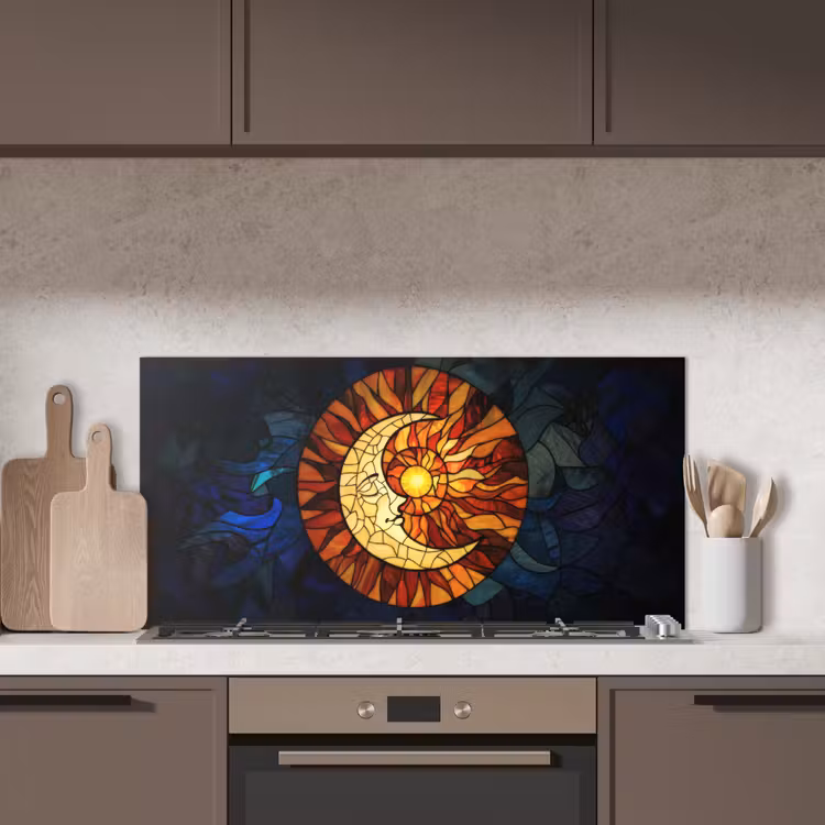 Mozaïek - Glas - Maan - Donkerblauw keuken achterwand spatscherm middel -sfeer2