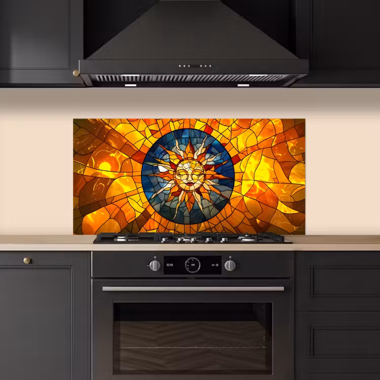 Mozaïek - Zon - Geel - Cirkel keuken achterwand spatscherm middel -sfeer1