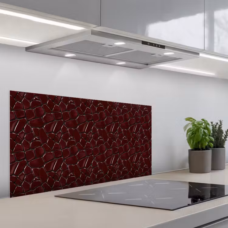 Mozaïek - Tegel - Bordeauxrood keuken achterwand spatscherm middel 899 -3d_schuin