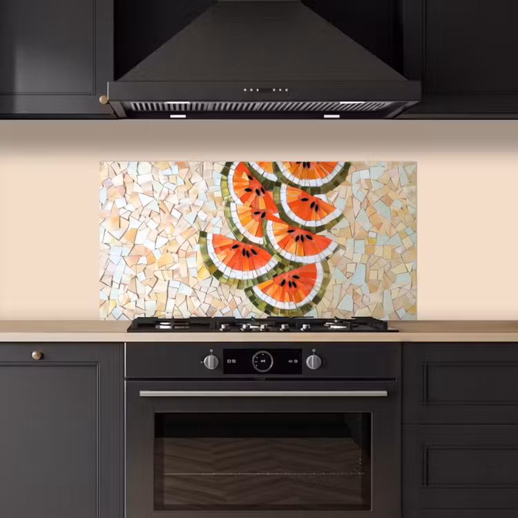 Mozaïek - Watermeloen - Rood - Pitten keuken achterwand spatscherm middel -sfeer1