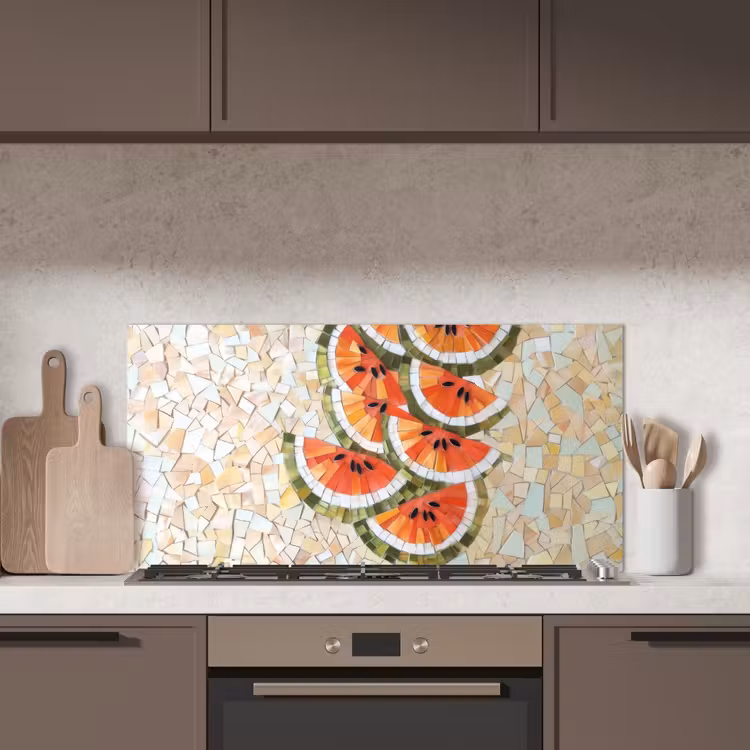 Mozaïek - Watermeloen - Rood - Pitten keuken achterwand spatscherm middel -sfeer2