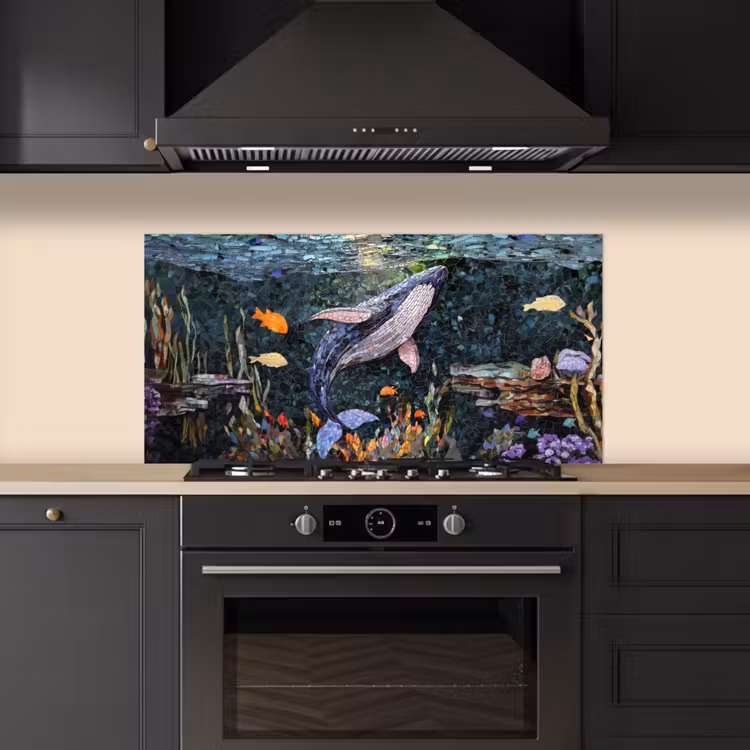 Mozaïek - Walvis - Koraal - Water keuken achterwand spatscherm middel -sfeer1