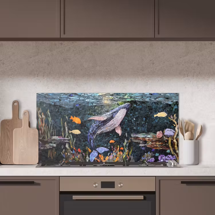 Mozaïek - Walvis - Koraal - Water keuken achterwand spatscherm middel -sfeer2