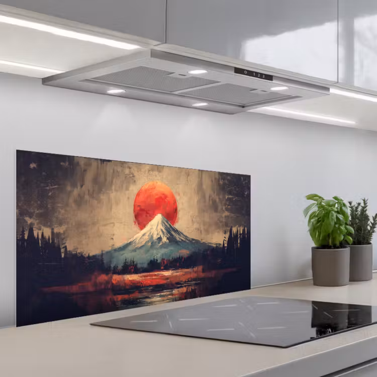 Bergtop - Sneeuw - Zon keuken achterwand spatscherm middel -3d_schuin