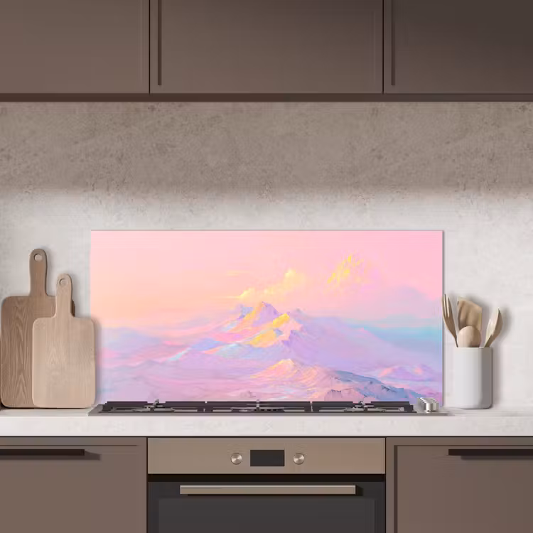 Bergtoppen - Wolken - Dromerig keuken achterwand spatscherm middel -sfeer2