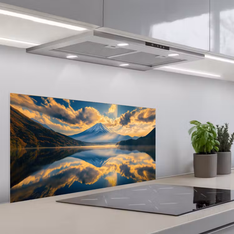 Berg - Rivier - Zonsondergang keuken achterwand spatscherm middel -3d_schuin